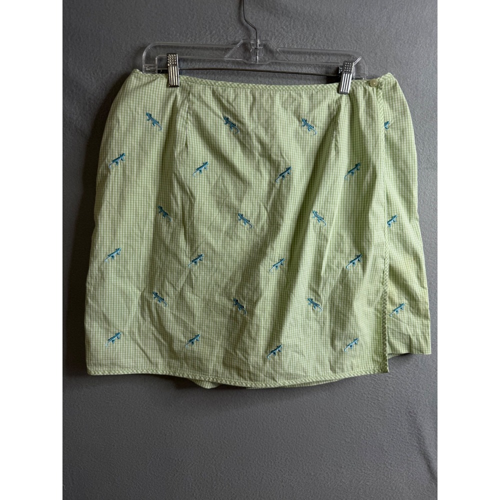Charter Club Golf Skort Women's Size 16 Green Gingham‎ Lizard Embroidered